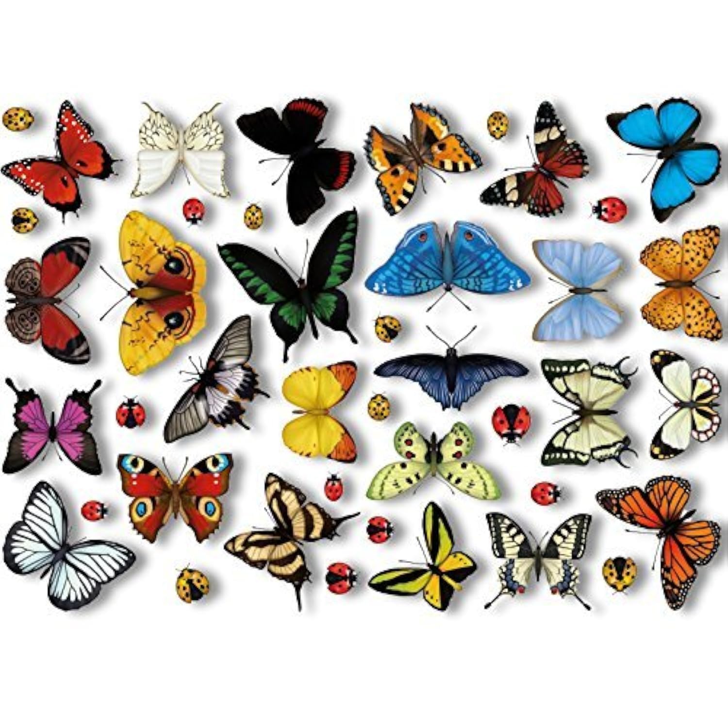 25 Realistic Butterflies & 17 Ladybird Window Clings by Articlings - Non-Adhesive Stickers Quickly Decorate and Brighten Your Windows