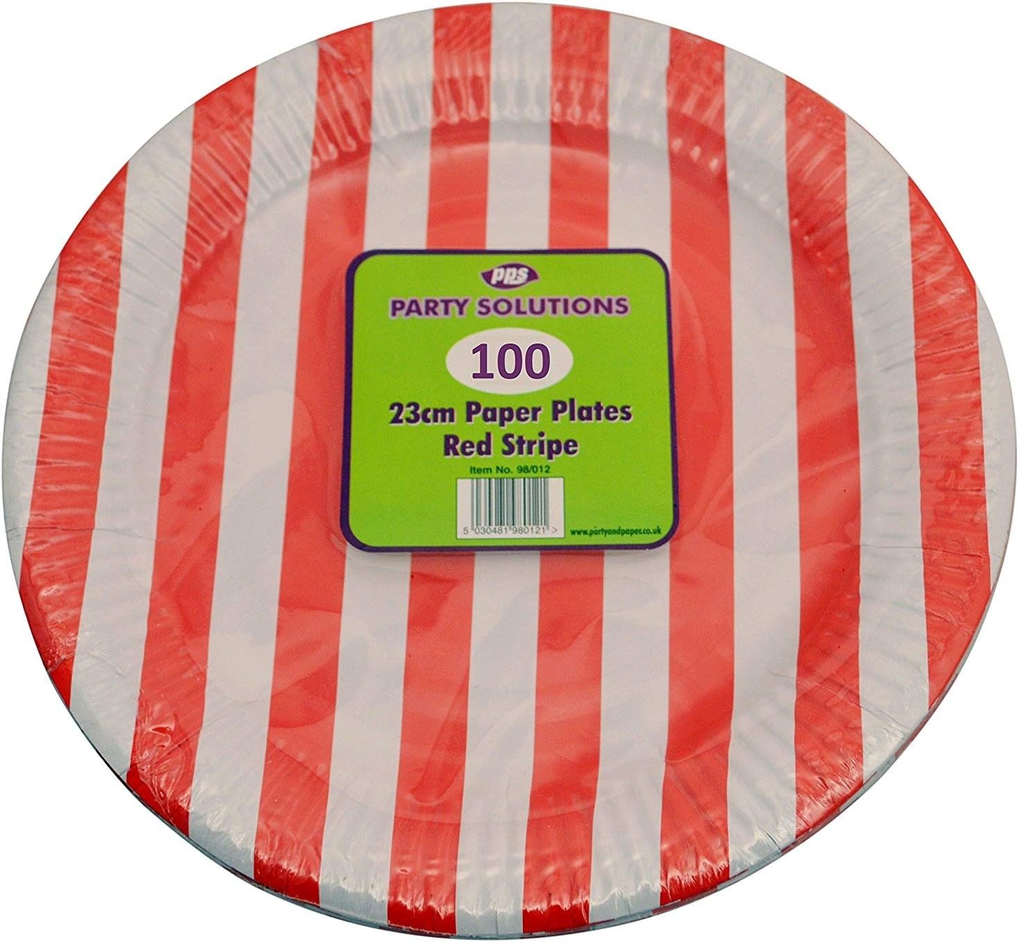 100 x RED Striped Round Paper Plates 23cm/9" inch Quality Durable