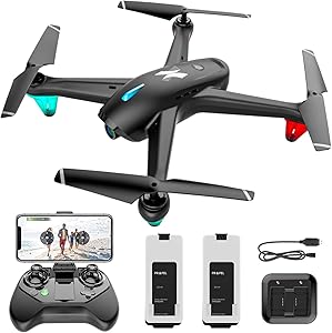 1080p FPV Drone with HD Camera for Adult Kid Beginner,Live Video 120°Wide-Angle WiFi Quadcopter with Altitude Hold Headless Mode One Key Start Speed Adjustmen 20min Flight Time 2 Batteries, Easy Fly