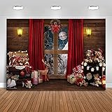 Mocsicka Christmas Window Backdrop Santa Gifts Bear