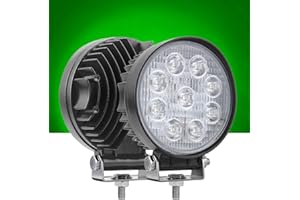 AUXMOTEC 27W Spot Green Round Work LED Light Fog Offroad Off Road Lights Driving Lamp Waterproof for Hunting Pickup UTV Truck Car Boat SUV Boat 4WD ATV 12V 24V 4x4 Tractor Motorcycle（2pcs）
