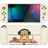 PlayVital ZealProtect Soft Protective Case for Nintendo Switch OLED, Flexible Protector Joycon Grip Cover for Nintendo Switch OLED w/Thumb Grips & ABXY Direction Button Cap - Cozy Gamer Bear