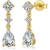 Jiahanzb Dangle Drop Earrings for Women 925 Sterling Silver Cubic Zirconia CZ Drop Stud Earrings