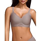 CALWINK Wire-Free Lace Bra for Women Excellent Support Push up Bra Tshirt Bra Coffee