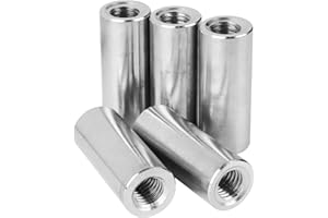 Niooliuk M10 Round Connector Nuts, 304 Stainless Steel Coupling Nut 40mm/1.58 inch Length,Pack of 5