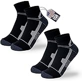 SAMSOX 2-Pair Merino Wool Ankle Running Hiking Socks, Made in USA Cushioned Sport Socks for Men & Women (Moab Quarter)