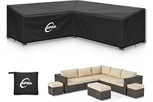 Kipiea 600D V-Shape Outdoor Patio Furniture Covers Waterproof, Outdoor Sectional Cover Windproof, Patio Sectional Sofa Cover 