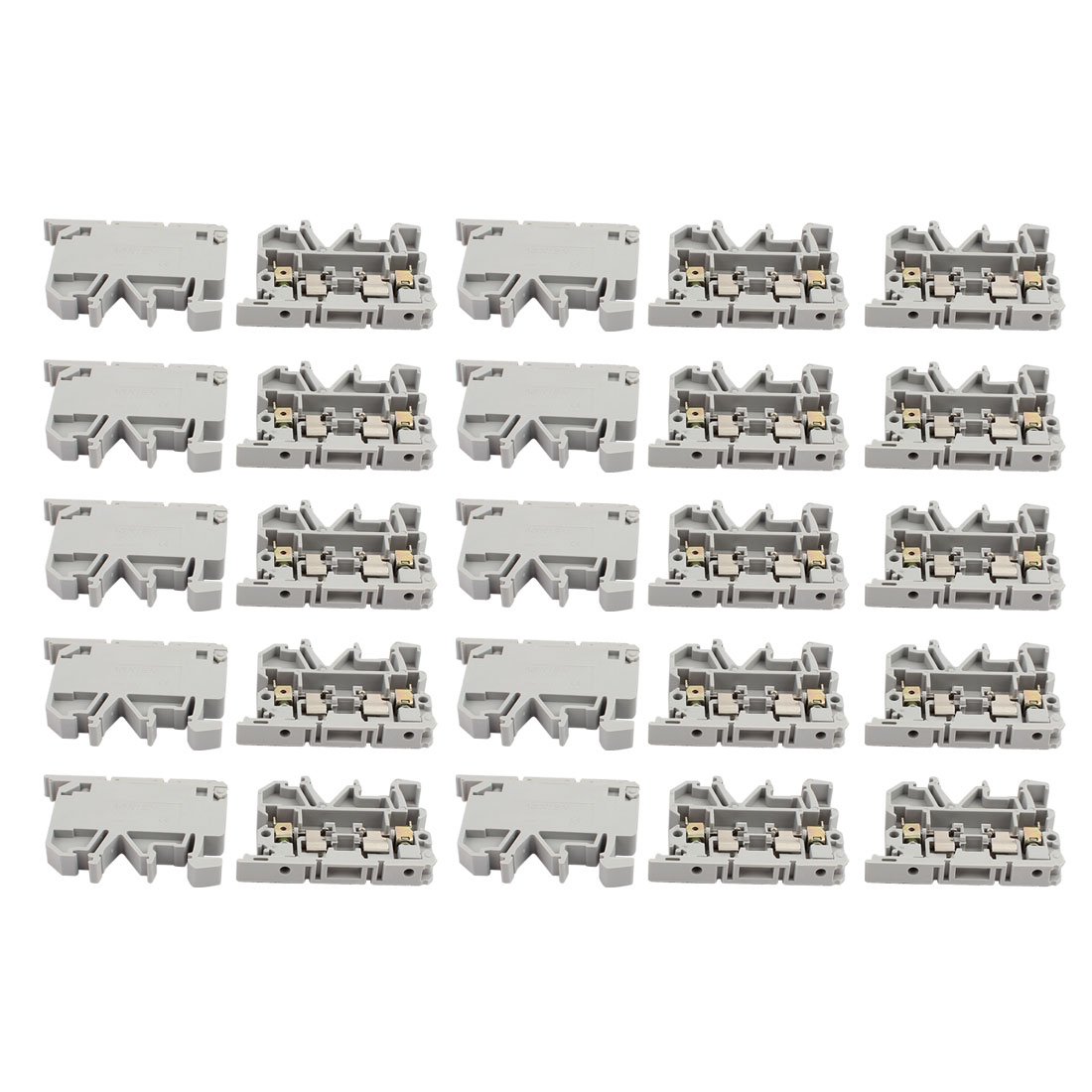 sourcingmap 25Pcs ASK1EN DIN Rail Mount Fuse Holder Terminal Block 500V 4mm2 Cable Gray