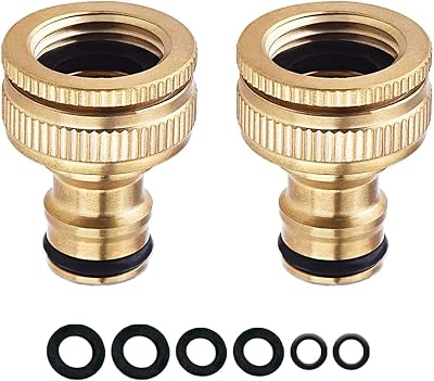 COSORO 2 Pack Garden Hose Tap Connector 3/4in & 1/2in Brass Female Threads