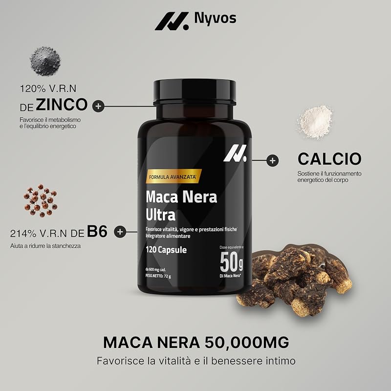 Maca Nera Extra Forte Ultra 50.000 mg Equiv. (100:1), Zinco - 120 Capsule — foto 3 di 8