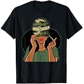 Unbothered Black Girl Camoflauge Afro Woman Black Queen T-Shirt