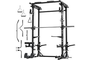 MAJOR FITNESS Drone3 Smith Machine, 2500lbs All-in-One Home Gym Power Rack with Dual Pulley System for Cable Crossover, Pull-Up Bars, T-Bar & Squat Station, Heavy-Duty Full-Body Workout Equipment