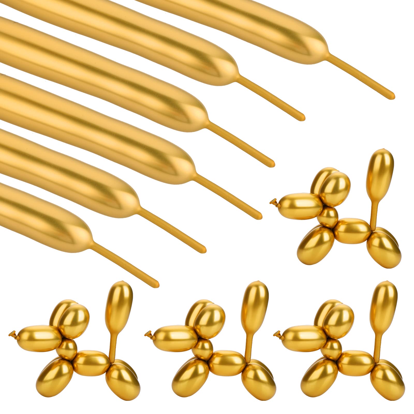 Photo 1 of 50 Pcs 260 Long Metallic Gold Latex Modeling Twisting Balloons for Birthday, Wedding, Engagement, Anniversary, Christmas, Festival Party Decoration