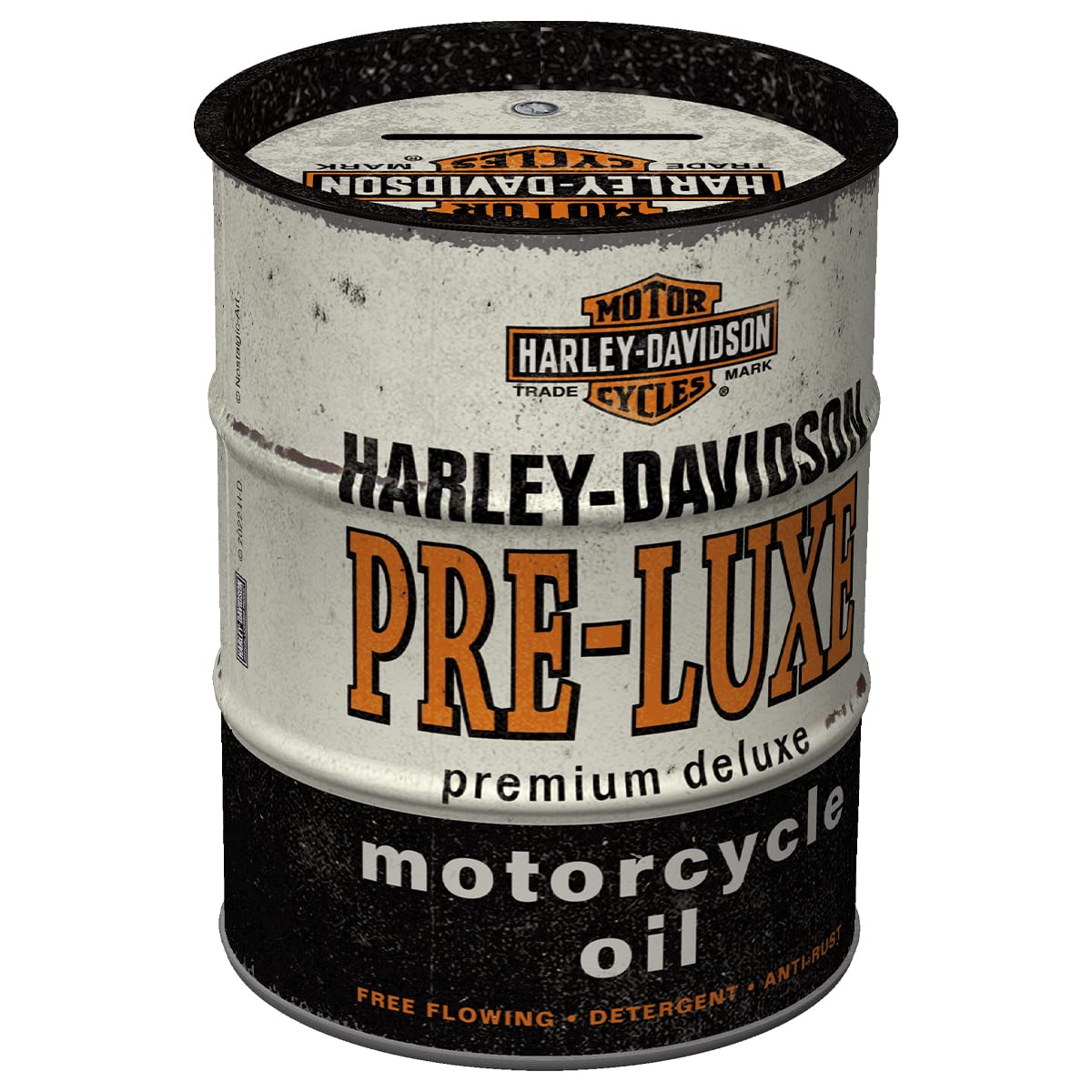 Nostalgic-Art Retro Money Box Oil Barrel, Harley-Davidson – PRE-LUXE – Gift idea for motorbike fans, Metal Piggy Bank, Vintage Tin Moneybank, 600 ml