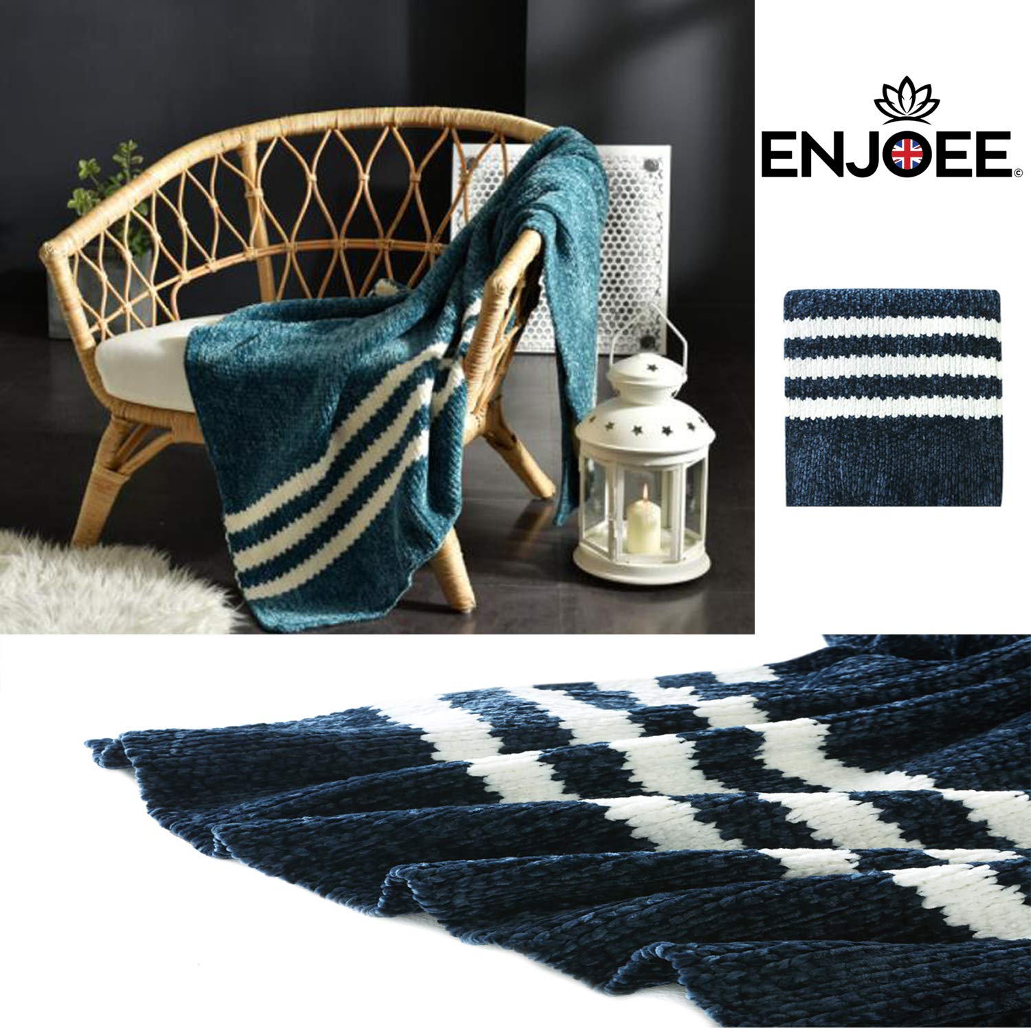 Turquoise Chenille Sofa Throw Blanket