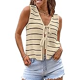 LILLUSORY Womens Summer Tops Beach Vacation Spring Outfits Cute Y2K Trendy Sweater Vest 2026 Tank Tie Front Crochet Clothes