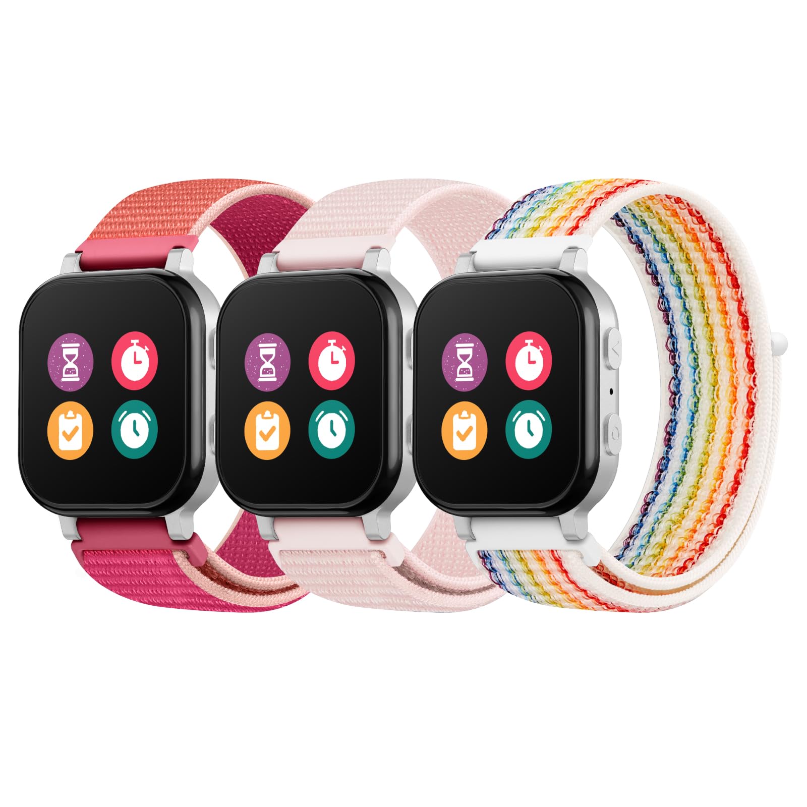 Butifacion 3 Pack Kids Nylon Bands Compatible with Gizmo Watch 3 2 1/Gabb Watch 3e 3 2 1/Sync UP Watch/Cosmo Jr Track Watch, 20mm Hook & Loop Soft Breathable Watch Band Replacement for Boys & Girls