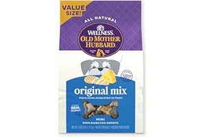 Old Mother Hubbard by Wellness Classic Original Mix Natural Dog Treats, Crunchy Oven-Baked Biscuits, Ideal for Training, Mini Size, 3.8 pound bag