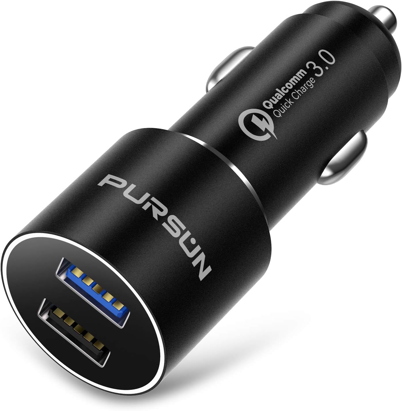 2020 Updated Aluminum PD USB Car Charger with Blue LED, Quick Charge 3.0 Technology, Fast 5.4A/36W Dual Ports Car Adapter, Smart Phone Charger for iPhone, iPad, Samsung, Google Pixel, Nexus and More