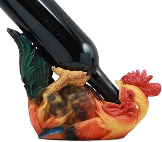 Amazon Com Ebros Cottage Farm Alpha Rooster Chicken Wine Holder