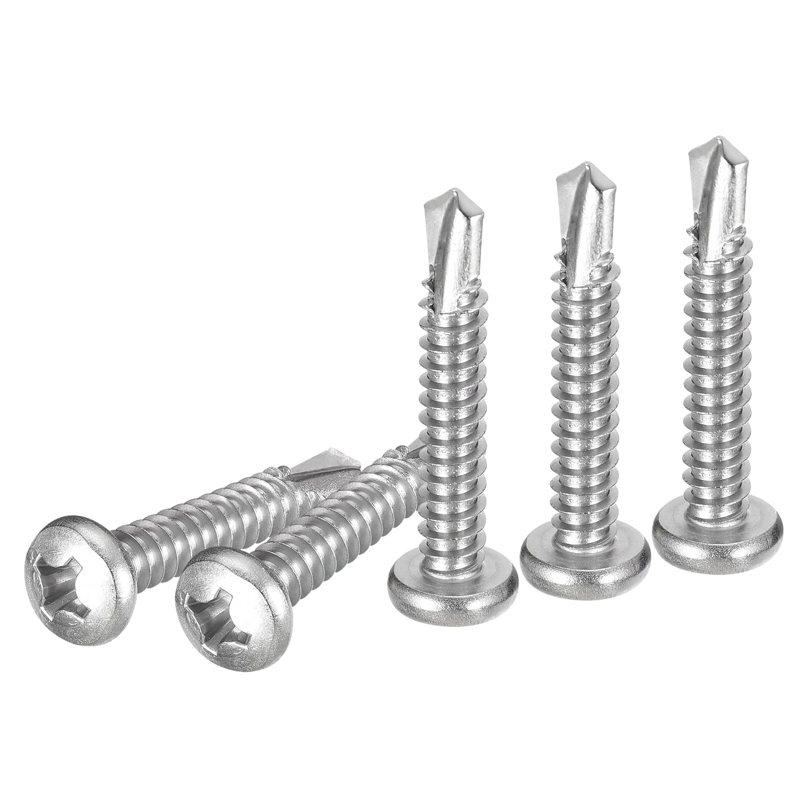 DTGN #14x1-1/2" Pan Head Self Drilling Screws - 25Pack - 410 Stainless Steel Phillips Drive Self Tapping Sheet Metal Screws