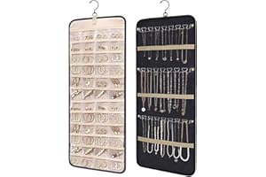 Hanging Jewelry Organizer Storage Roll,Double sided jewelry storage bag, necklace, earring, bracelet, ring and other storage 