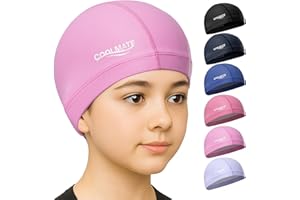 COOLMATE GLOBAL COOLMATE Fabric Swim Cap for Adult Women Men Kid 3 4 6 8 14 16, Silicone Water Resistant Layer, Cloth Swim Cap Gifts for Swimmers, Lightweight and Comfortable for Pool, Lap Swimming (Light Pink, S)