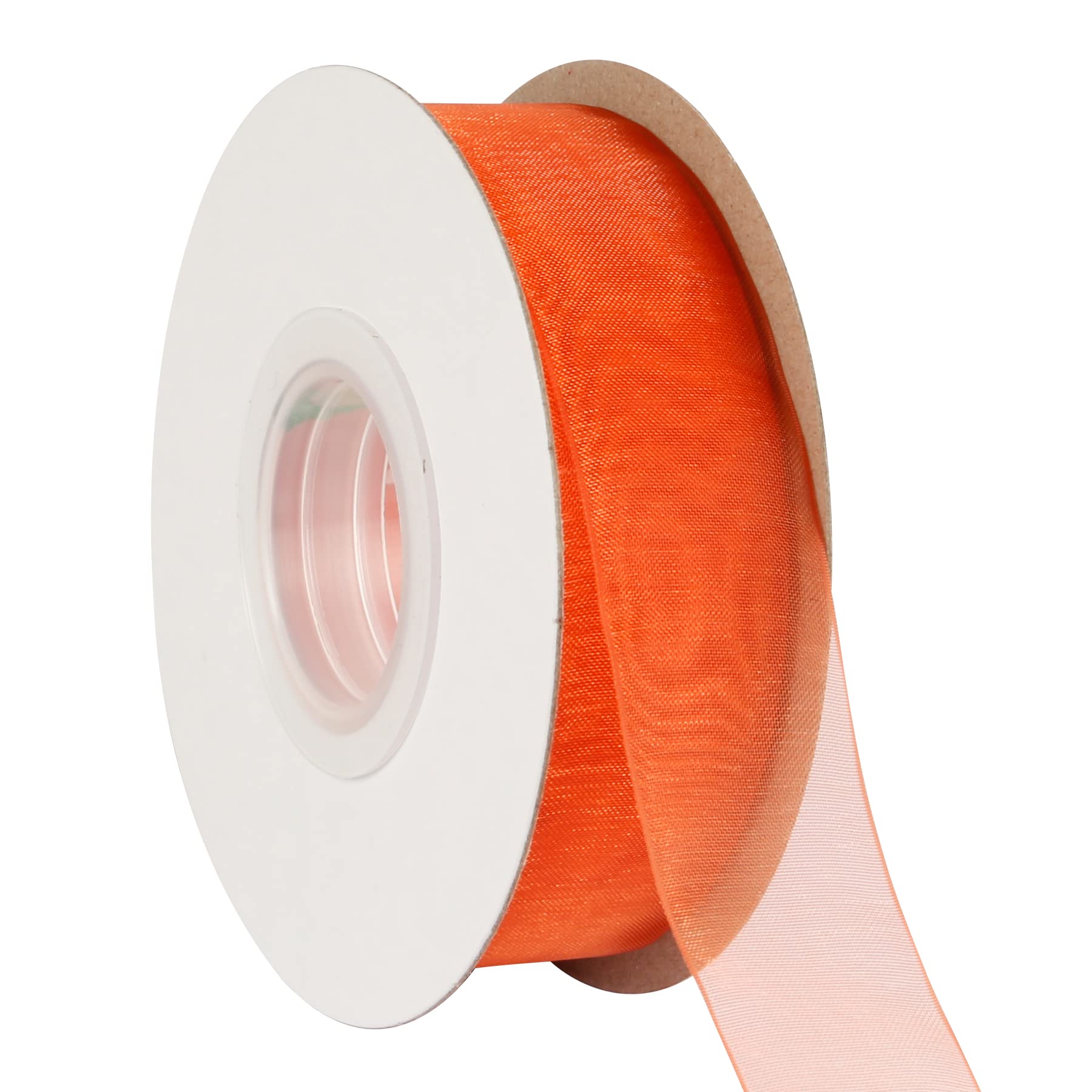 AVANAVA 25mm Wide Sheer Organza Ribbon Multi-Colors for Gift Wrapping Bouquet Wedding Decoration Floral Arrangement - 45 Meters (Torrid Orange)