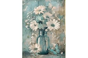 Pretyps Diamond Art Kits for Adults - Daisy Diamond Painting for Beginners, Diamond Dots Round 5D Full Drill Paint with Diamonds Pictures Gem Art Painting Kits DIY Crafts Kits Flower Butterfly 12x16in