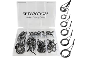 THKFISH Rod Repair Kit Rod Tip Repair Kit Ceramics Tips Stainless Steel Carbon Spinning Rod Guides Fishing Rod Repair Kit 35p
