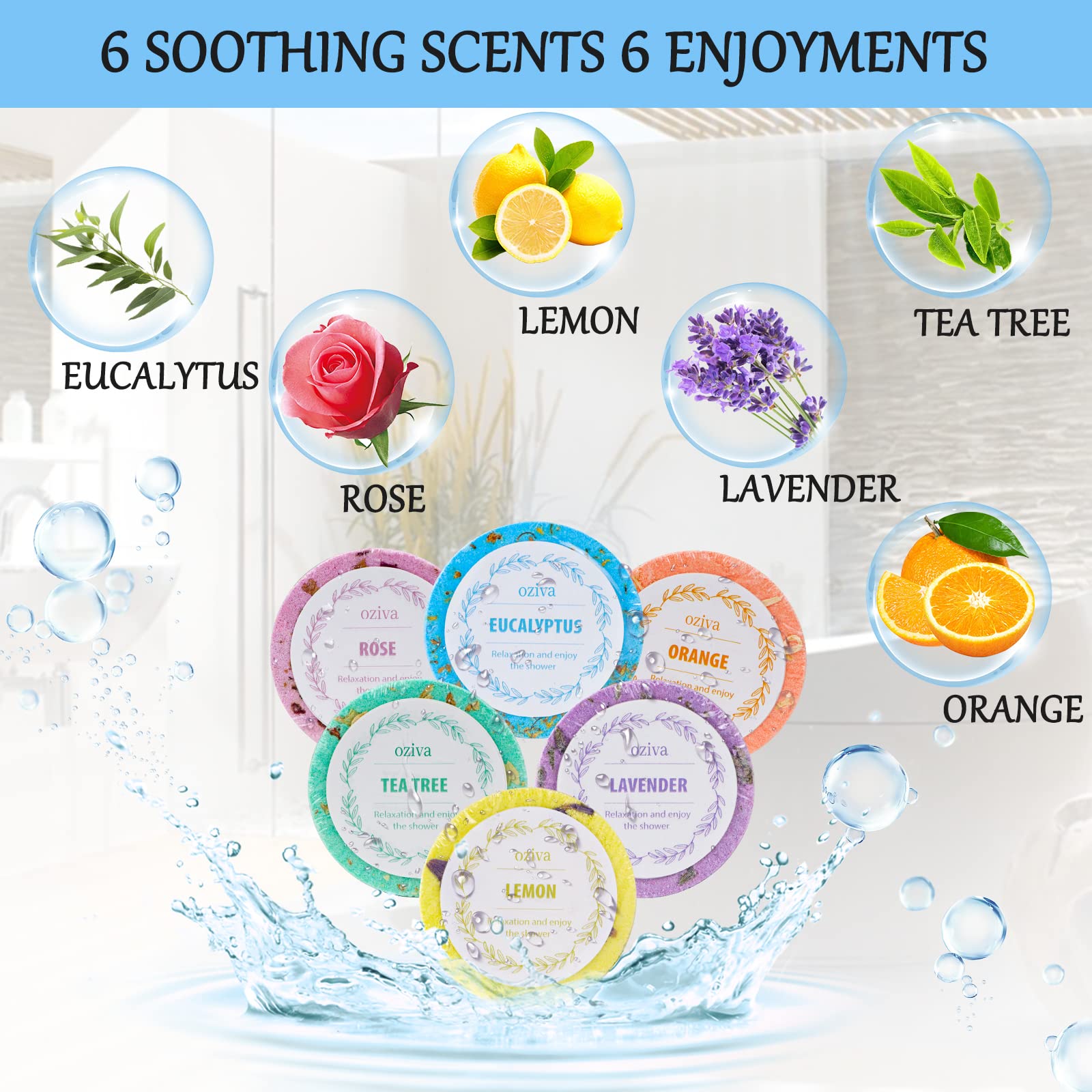Shower Steamers- Box of 6 Premium Shower Bombs with Essential Oils. Self Care Gifts for Women and Teens Holiday Gifts for Women.