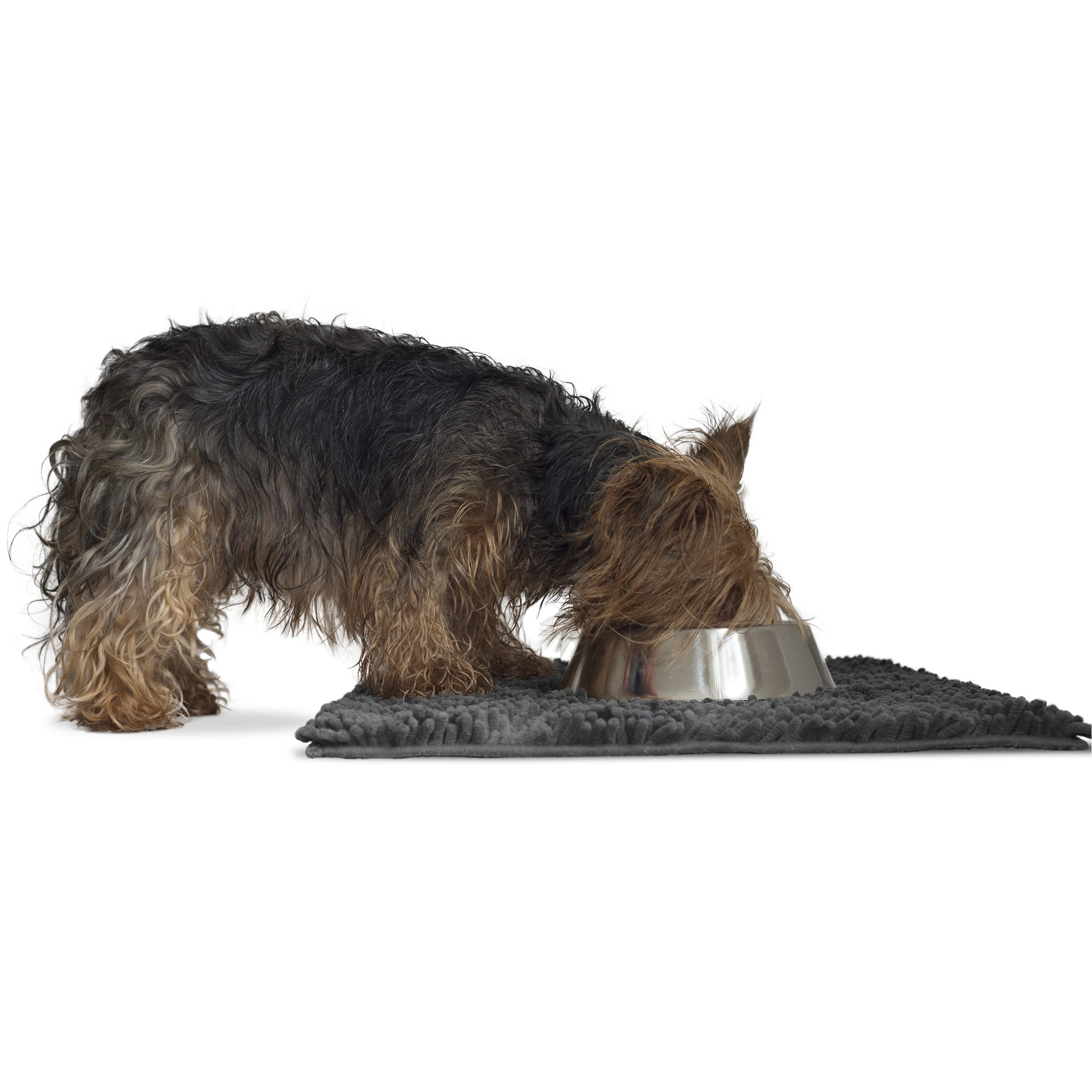 Furhaven Small Pet Door Mat Muddy Paws Absorbent Chenille Shammy Rug, Washable - Charcoal (Gray), Small