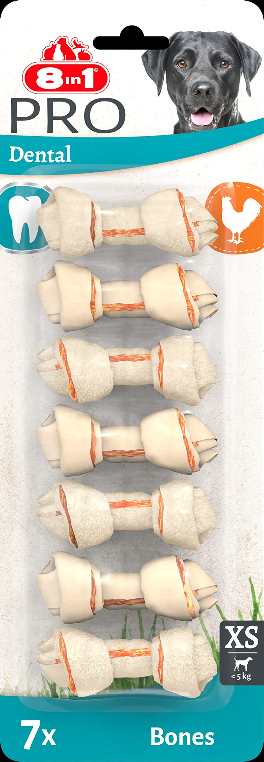 8in1 Pro Dental Bone XS - healthy chewing bone for toy breed dogs for dental care, 7 pieces (pack of 1)
