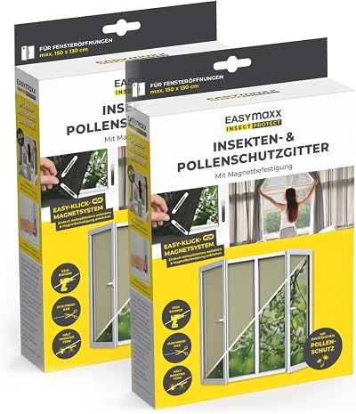 EASYmaxx Fly Screen for Windows Pollen Protection Magnetic 150x130 cm