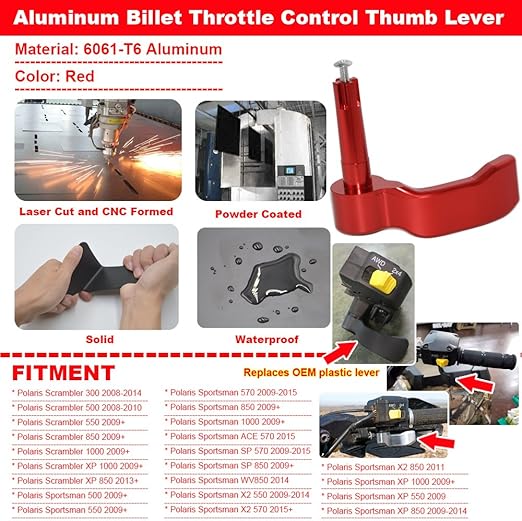 Aluminum Thumb Throttle Control Lever Red For Polaris Sportsman 550 570 850 1000 Parts Accessories Automotive