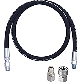 Tool Daily 4 FT X 3/8 Inch Pressure Washer Whip Hose with Swivel, Black, Steel, Hose Reel Connector, 1 Pack