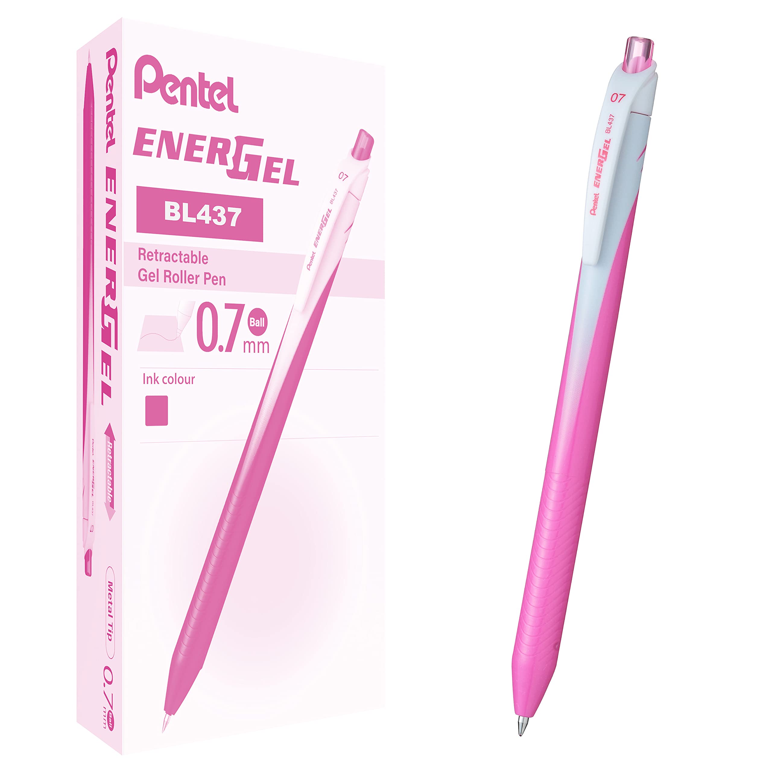 Pentel BL437 Energel Slim roller shutter 0.7 mm pink