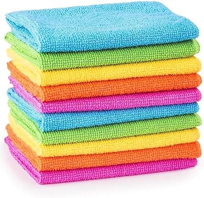 MTS Microfibre Cleaning Cloths 10 Pack 30x30cm Multicolour Non Ab abrasive