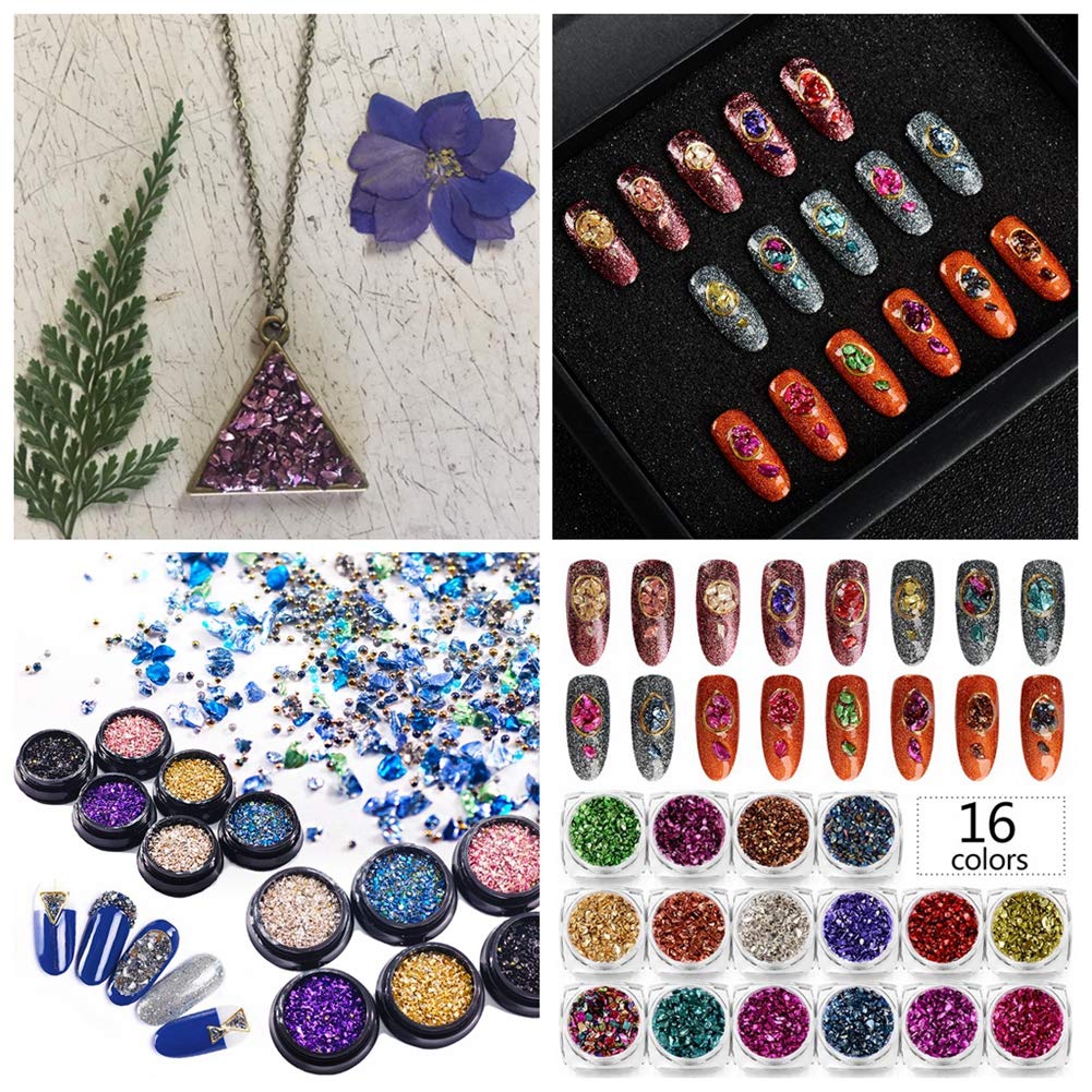 Crushed Glass Irregular Metallic Chips Sprinkles Chunky Glitter Multicolor 100g 2-4mm for Nail Arts Craft DIY Vase Filler Epoxy Resin Mold Scrapbooking Jewelry Making Decoration (Multicolor, 2-4mm)
