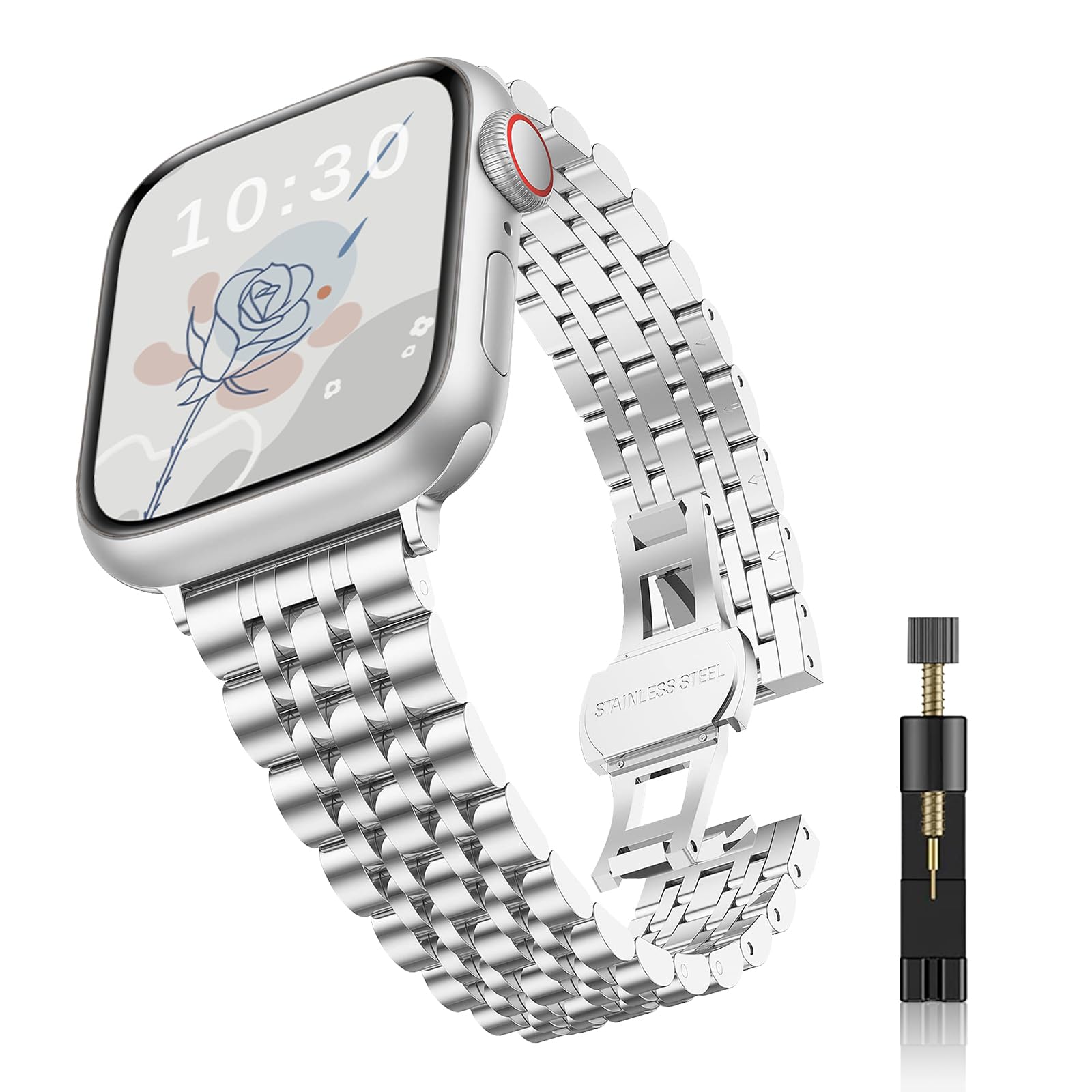 Niboow Metal Strap for Apple Watch 38mm 40mm 41mm 42mm Series 11/10/9/8/7/6/5/4/3/2/1, Woman's Watch Bands for Apple iWatch SE 3/SE 2 - Silver
