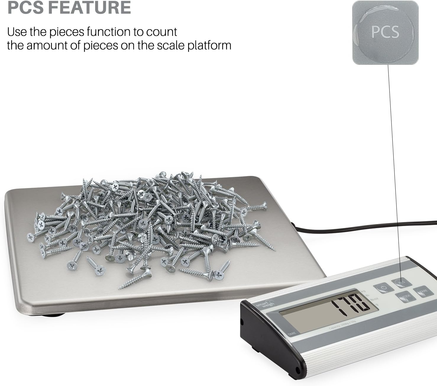 Smart Weigh Digital Heavy Duty Shipping and Postal Scale with Durable Stainless Steel Large Platform, 440 Pound Capacity x 6 oz Readability, UPS USPS Post Office Postal Scale and Luggage Scale : Office Products