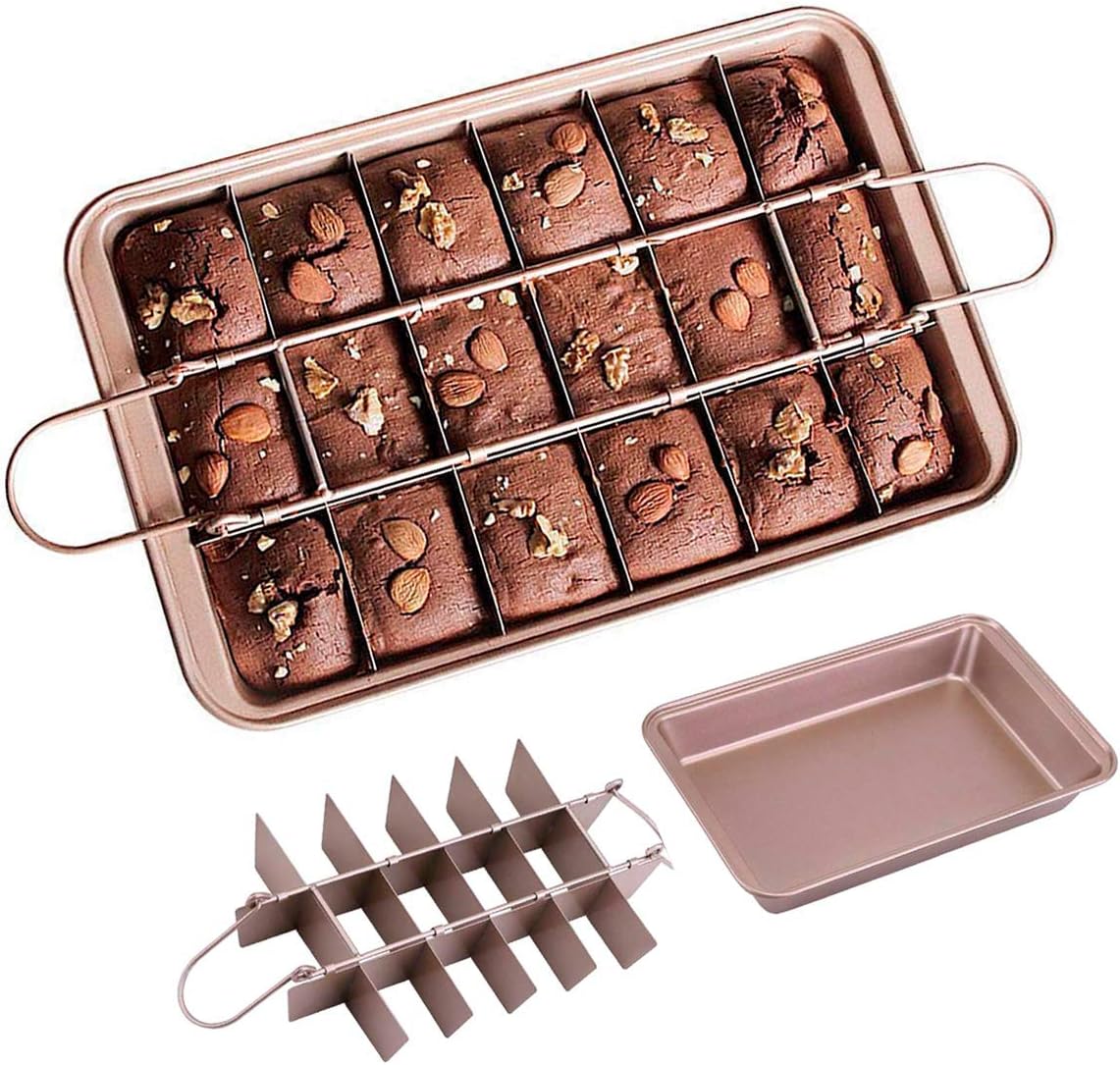 yidenguk Brownie Pan,Brownie Tin with 18Cavity Dividers,Non Stick