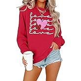 JINTING Valentines Sweatshirts for Women Love Heart Graphic Pullover Valentines Sequins Shirt Gift for Her