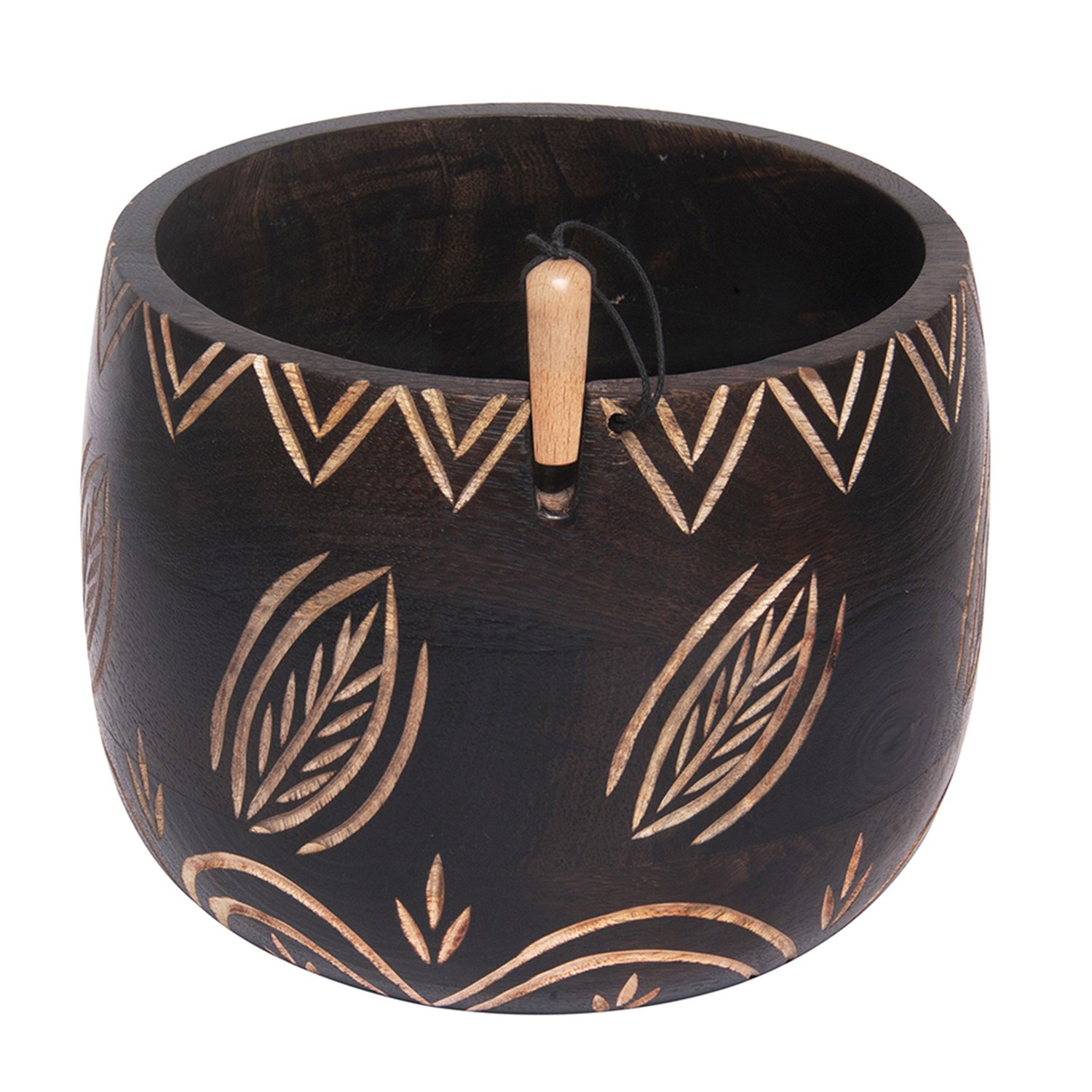 KnitPro KP35008 Bowls & Boxes Yarn Bowl-Leafy, Wood, Multi-Colour