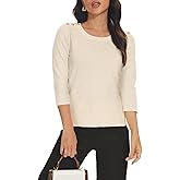 Spicy Sandia Women's 3/4 Sleeve Crew Neck Pullover Sweaters Lightweight Dressy Casual Trendy Knit Tops