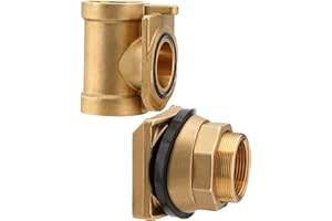 Turnirace 1-1/4" Brass Pitless Adapter for Submersible Well Pump 1-1/4" Drop and 1-1/4" Discharge Pipe, Fits Well Casing Sizes 5"-8", Casing Hole 2-1/8"