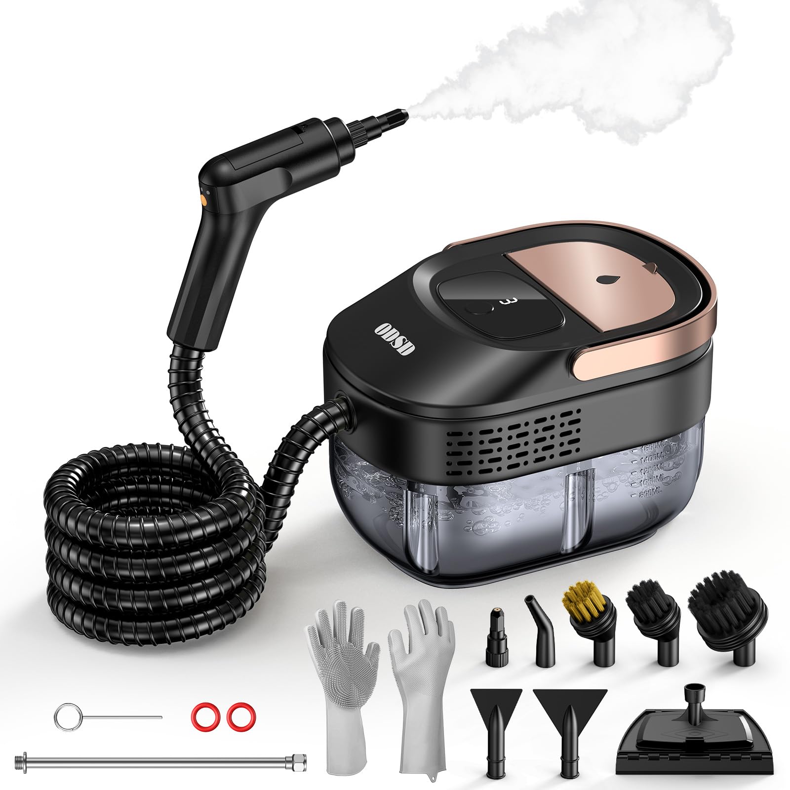 Photo 1 of ODSD Steam Cleaner for Home & Car, 3-Level Adjustable Steamer for Cleaning, 15s Heat-Up & 1.6L Large Tank, Handheld Steam Cleaner for Car Detailing, Home, Tile, Grout, Furniture with 15pcs Accessories