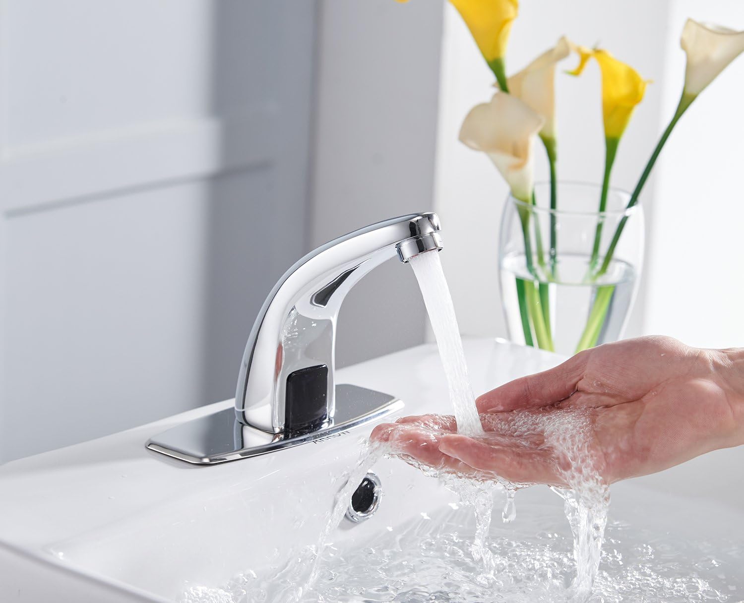 Greenspring Bathroom Faucet Automatic Sensor Touchless Bathroom Sink Faucets with Hole Cover Plate Hands Free Chrome Vanity Faucets Commercial - - 