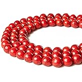 150pcs 8mm Red Turquoise Beads Natural Gemstone Beads Round Loose Beads for Jewelry Making