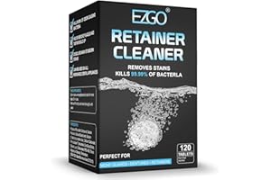 EZGO Retainer Cleaner Tablets,Denture Cleaning Tablets for Remove Stains,Bad Odor,Cleaning Mouth Guard,Night Guard and Remova